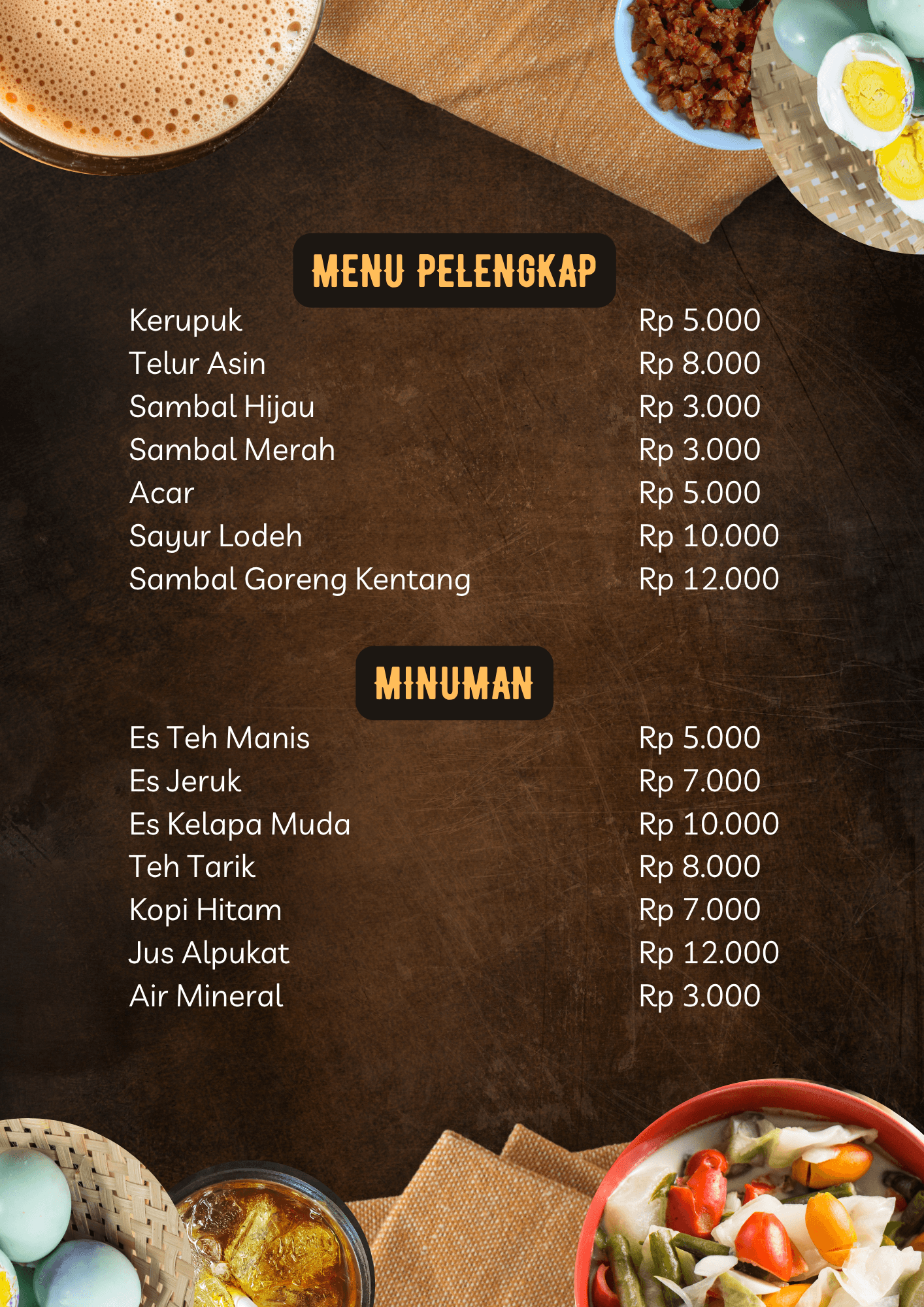 Pricelist & Menu - Restaurant Chain